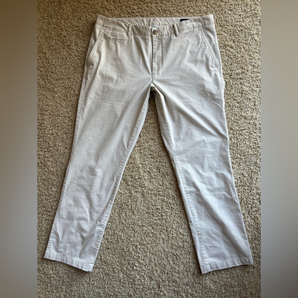 Bonobos Men’s Beige Slim Chino Pants 38/30 Straight Leg Slash & Button Loop EUC